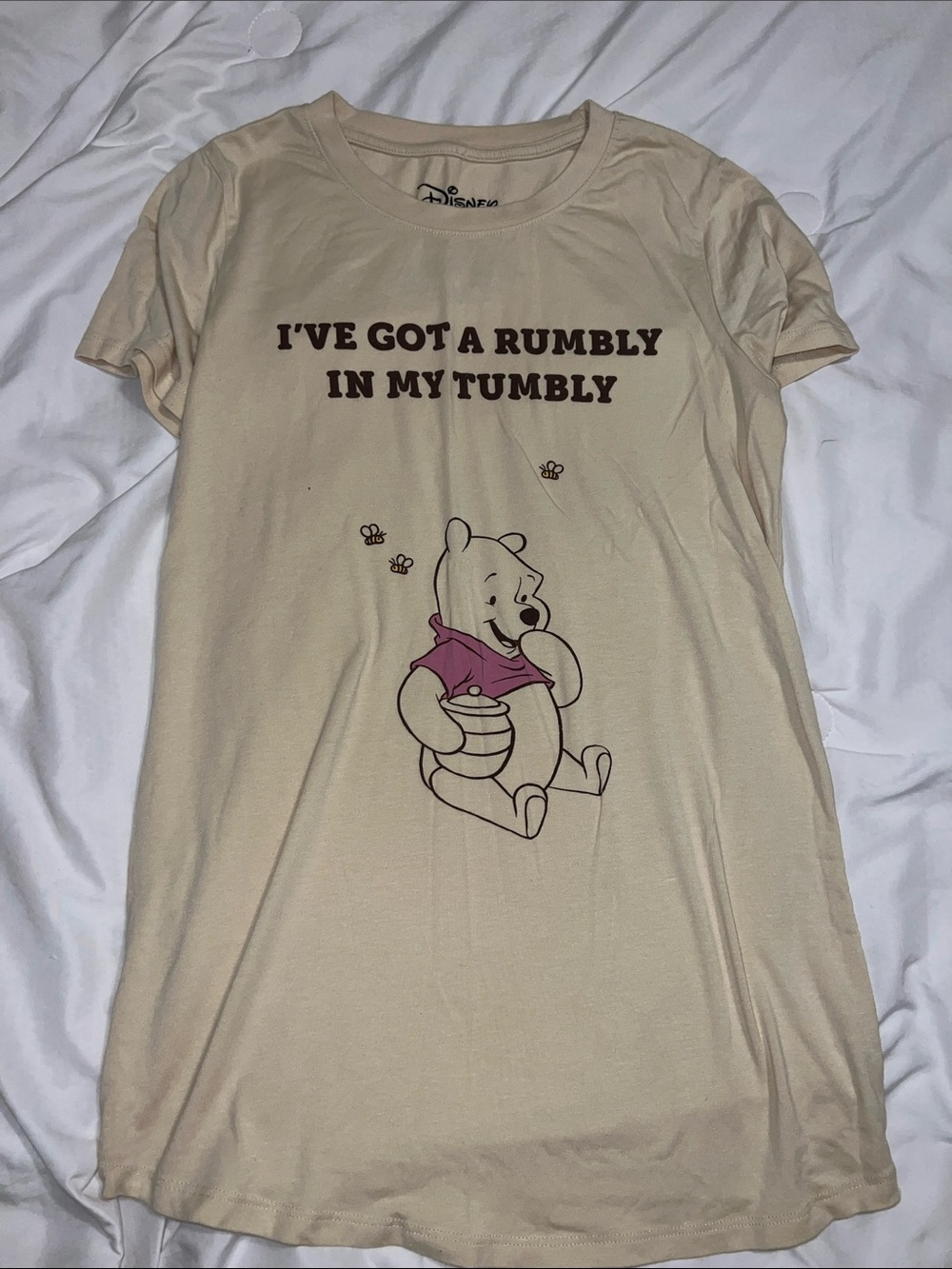 Disney Winnie the Pooh Cream Tee with Pink Accent